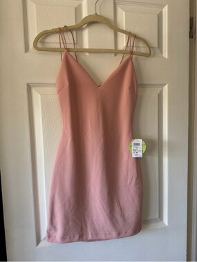 Windsor Pink Double-Strap V-Neck Mini Dress
